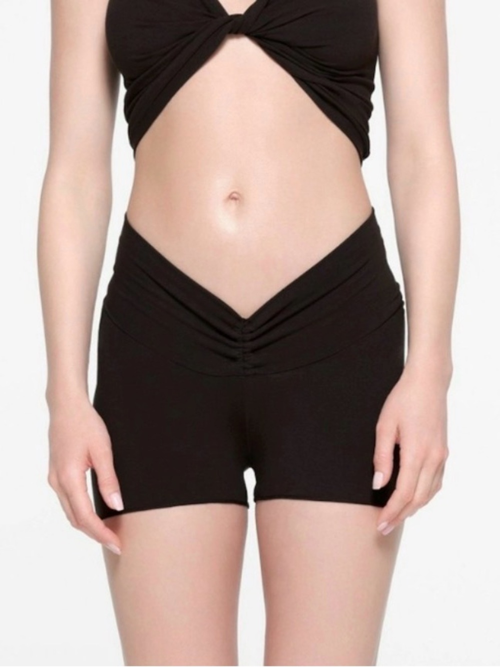 Skims Cotton Twist Shorts in Onyx